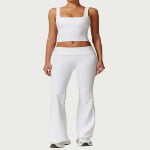 Women’s Ribbed Backless Yoga Set: High Waisted Tank and Pants
