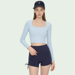 Wholesale Amos Molded Cup Long Sleeve U-Neck Active Top