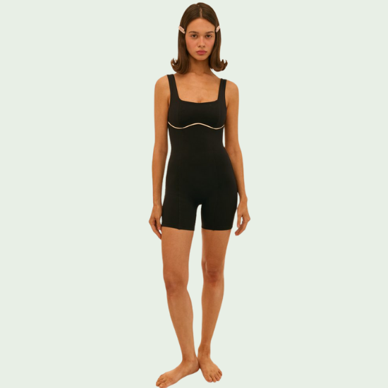 Sport Short Jumpsuit – Square-Neck, Sculpt-Knit Playsuit