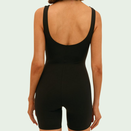 Sport Short Jumpsuit – Square-Neck, Sculpt-Knit Playsuit