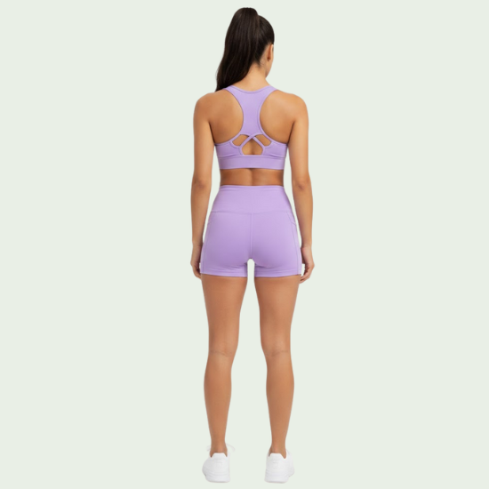 Cross-Waist Peach-Lift Yoga Shorts – High-Waist Nude Activewear