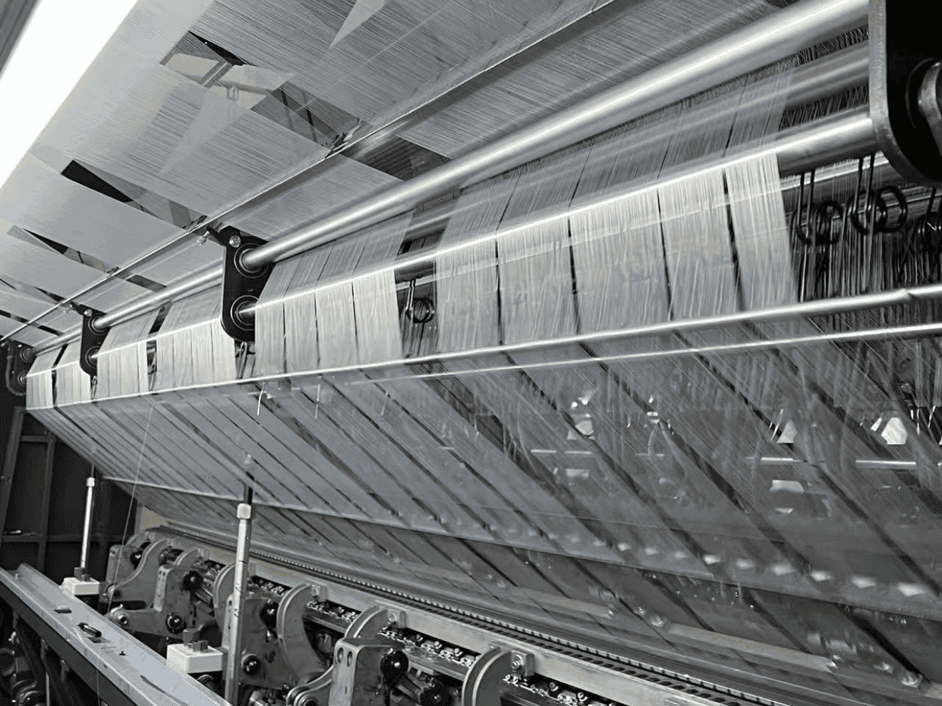 High-tech warp knitting machinery detail