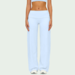 Brushed Fold-Over Waist Wide-Leg Pants