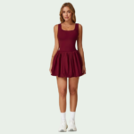 Women’s Fake Two-Piece Tennis Dress with Built-in Shorts