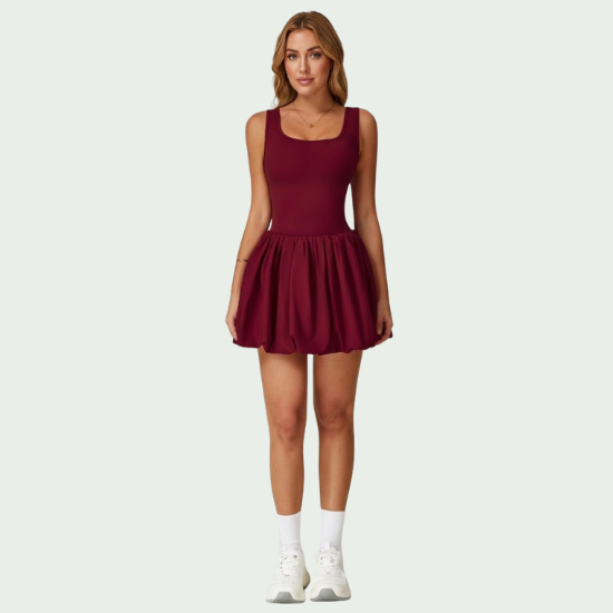 Women’s Fake Two-Piece Tennis Dress with Built-in Shorts