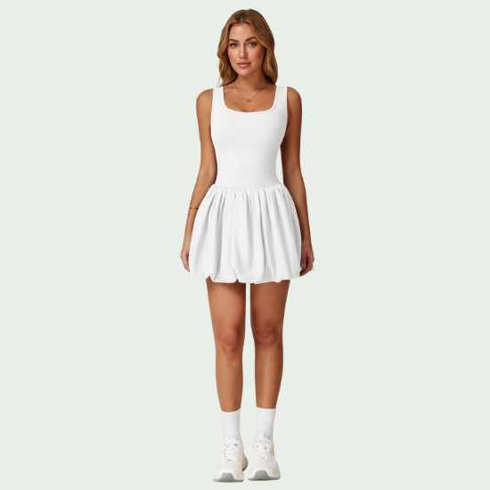 Women’s Fake Two-Piece Tennis Dress with Built-in Shorts