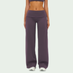 Brushed Fold-Over Waist Wide-Leg Pants