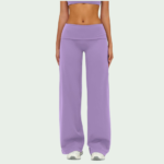 Brushed Fold-Over Waist Wide-Leg Pants