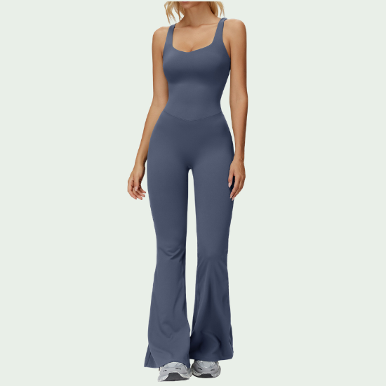 Brushed Warmth Cross-Back Jumpsuit – Flared Bootcut