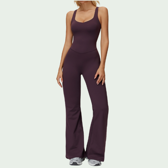 Brushed Warmth Cross-Back Jumpsuit – Flared Bootcut