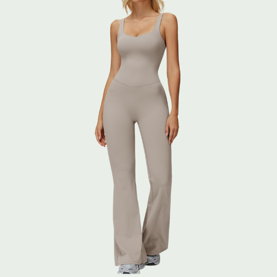 Brushed Warmth Cross-Back Jumpsuit – Flared Bootcut