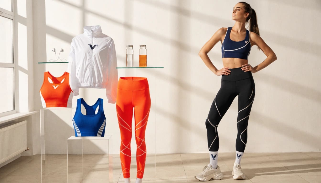 A thriving activewear brand's collection on display