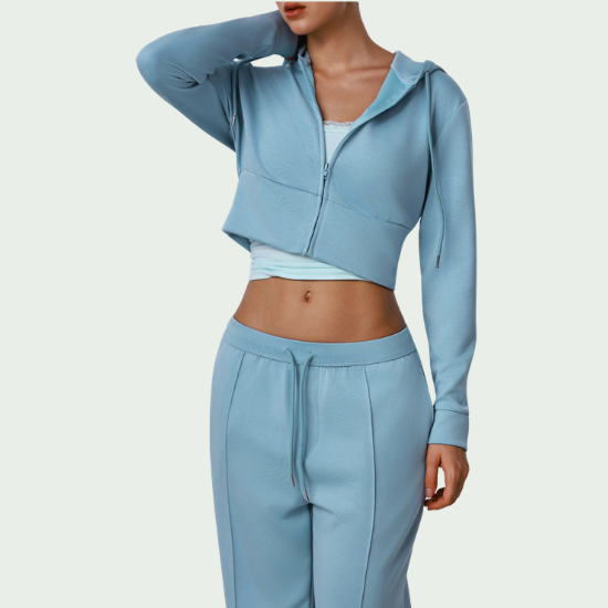 Women’s Hooded Wide-Leg Tracksuit Set – Long-Sleeve Jacket & Flared Pants