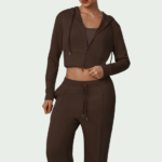 Women’s Hooded Wide-Leg Tracksuit Set – Long-Sleeve Jacket & Flared Pants