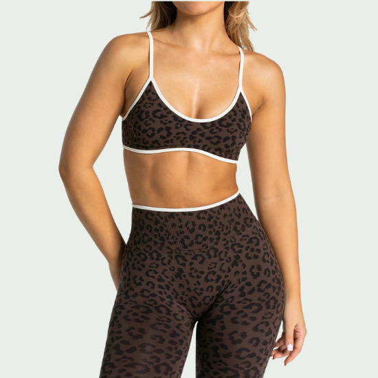 Seamless Leopard Print Yoga Bra 