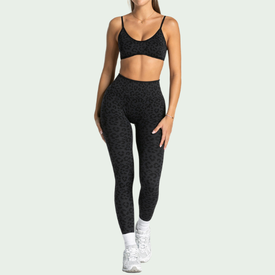 Seamless Leopard Print Yoga Bra 