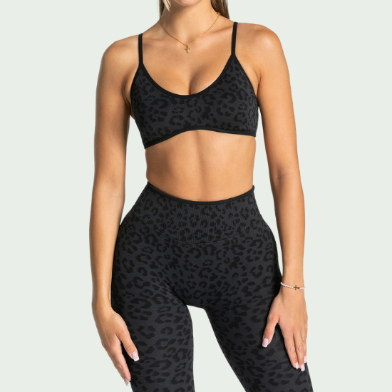 Seamless Leopard Print Yoga Bra 