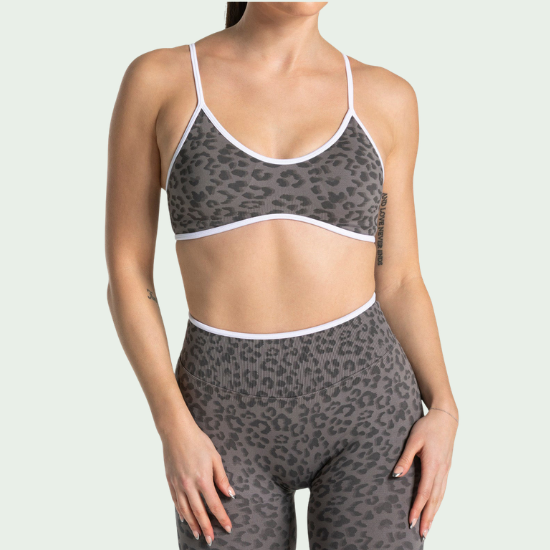 Seamless Leopard Print Yoga Bra 