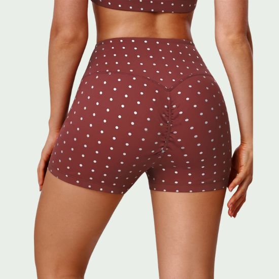 Women’s Polka Dot Printed Hip-Lifting Yoga Shorts