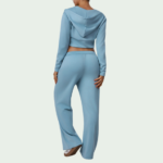 Women’s Hooded Wide-Leg Tracksuit Set – Long-Sleeve Jacket & Flared Pants