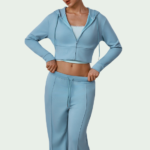 Women’s Hooded Wide-Leg Tracksuit Set – Long-Sleeve Jacket & Flared Pants