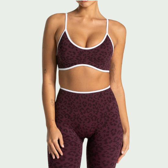 Seamless Leopard Print Yoga Bra 