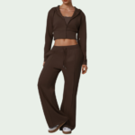 Women’s Hooded Wide-Leg Tracksuit Set – Long-Sleeve Jacket & Flared Pants