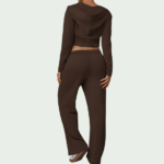 Women’s Hooded Wide-Leg Tracksuit Set – Long-Sleeve Jacket & Flared Pants