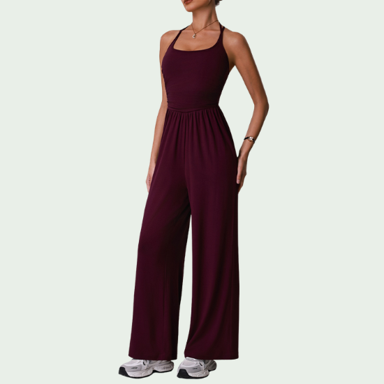 Women’s Halter Neck Cutout Beauty Back Yoga Jumpsuit
