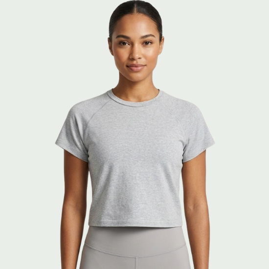 Cotton Cropped Activewear T-Shirt